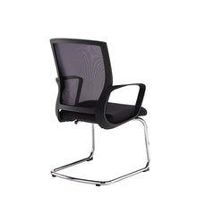 Load image into Gallery viewer, Jonas black mesh back visitors chair with black fabric seat and chrome cantilever frame