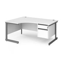 Load image into Gallery viewer, Contract 25 left hand ergonomic desk with 2 drawer pedestal and cantilever leg