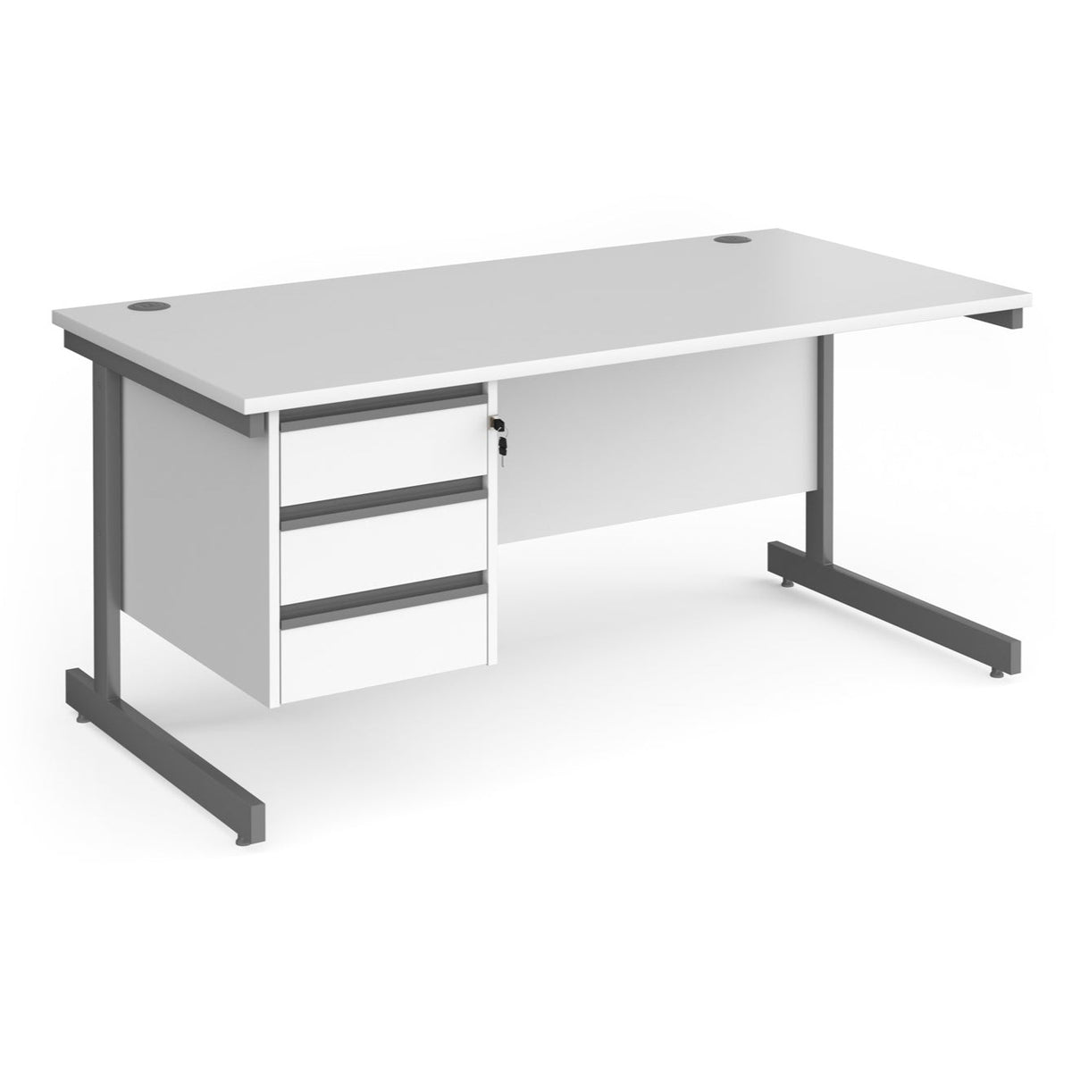 Contract 25 straight desk with 3 drawer pedestal and cantilever leg