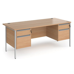 Contract 25 straight desk with 2 and 2 drawer pedestals and H-Frame leg