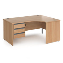 Load image into Gallery viewer, Contract 25 right hand ergonomic desk with 3 drawer pedestal and panel leg