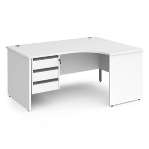 Contract 25 right hand ergonomic desk with 3 drawer pedestal and panel leg