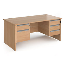Load image into Gallery viewer, Contract 25 straight desk with 2 and 3 drawer pedestals and panel leg