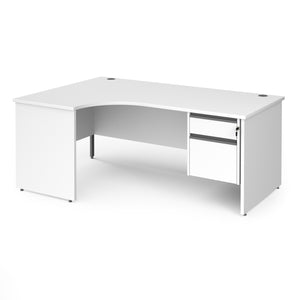 Contract 25 left hand ergonomic desk with 2 drawer pedestal and panel leg