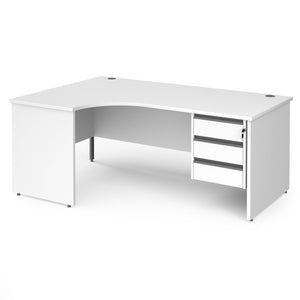 Contract 25 left hand ergonomic desk with 3 drawer pedestal and panel leg