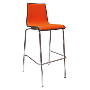 Fundamental dining stool fully upholstered with chrome frame