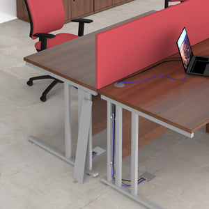 Maestro 25 left hand ergonomic desk with 2 drawer pedestal and cable managed leg frame
