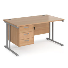 Load image into Gallery viewer, Maestro 25 straight desk with 3 drawer pedestal and cantilever leg frame