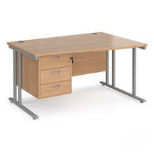 Load image into Gallery viewer, Maestro 25 right hand wave desk with 3 drawer pedestal