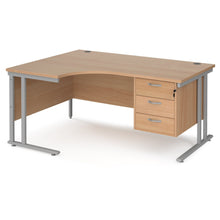 Load image into Gallery viewer, Maestro 25 left hand ergonomic desk with 3 drawer pedestal