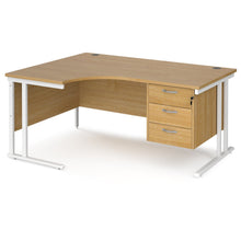 Load image into Gallery viewer, Maestro 25 left hand ergonomic desk with 3 drawer pedestal