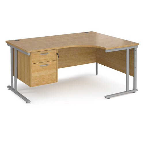 Maestro 25 right hand ergonomic desk with 2 drawer pedestal