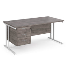 Load image into Gallery viewer, Maestro 25 straight desk with 3 drawer pedestal and cantilever leg frame