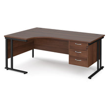 Load image into Gallery viewer, Maestro 25 left hand ergonomic desk with 3 drawer pedestal