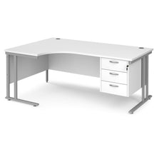 Load image into Gallery viewer, Maestro 25 left hand ergonomic desk with 3 drawer pedestal