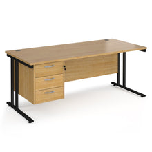 Load image into Gallery viewer, Maestro 25 straight desk with 3 drawer pedestal and cantilever leg frame