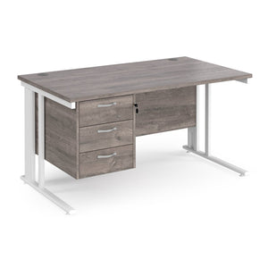 Maestro 25 straight desk with 3 drawer pedestal with cable managed leg frame