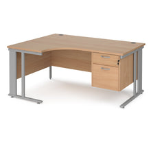 Load image into Gallery viewer, Maestro 25 left hand ergonomic desk with 2 drawer pedestal and cable managed leg frame