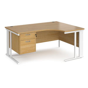 Maestro 25 right hand ergonomic desk with 2 drawer pedestal and cable managed leg frame