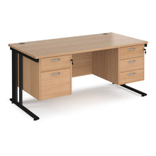 Load image into Gallery viewer, Maestro 25 straight desk with 2 and 3 drawer pedestals and cable managed leg frame