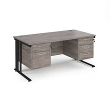 Load image into Gallery viewer, Maestro 25 straight desk with 2 and 3 drawer pedestals and cable managed leg frame