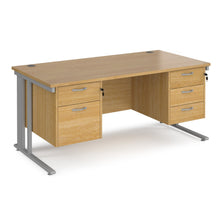 Load image into Gallery viewer, Maestro 25 straight desk with 2 and 3 drawer pedestals and cable managed leg frame