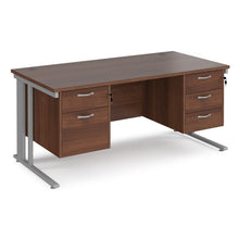 Load image into Gallery viewer, Maestro 25 straight desk with 2 and 3 drawer pedestals and cable managed leg frame