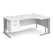 Load image into Gallery viewer, Maestro 25 right hand ergonomic desk with 2 drawer pedestal and cable managed leg frame