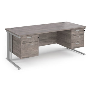 Maestro 25 straight desk with 2 and 3 drawer pedestals and cable managed leg frame