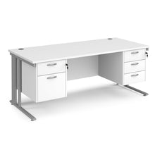 Load image into Gallery viewer, Maestro 25 straight desk with 2 and 3 drawer pedestals and cable managed leg frame