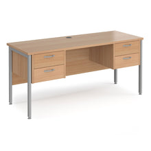 Load image into Gallery viewer, Maestro 25 straight desk 600mm deep with two x 2 drawer pedestals and H-frame leg