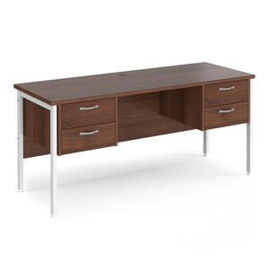 Maestro 25 straight desk 600mm deep with two x 2 drawer pedestals and H-frame leg