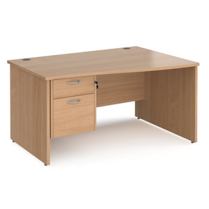 Maestro 25 right hand wave desk with 2 drawer pedestal and panel end leg