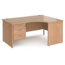 Load image into Gallery viewer, Maestro 25 right hand ergonomic desk with 3 drawer pedestal and panel end leg