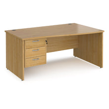 Load image into Gallery viewer, Maestro 25 right hand wave desk with 3 drawer pedestal and panel end leg