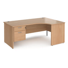 Load image into Gallery viewer, Maestro 25 right hand ergonomic desk with 2 drawer pedestal and panel end leg