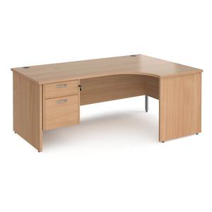 Maestro 25 right hand ergonomic desk with 2 drawer pedestal and panel end leg
