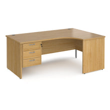 Load image into Gallery viewer, Maestro 25 right hand ergonomic desk with 3 drawer pedestal and panel end leg