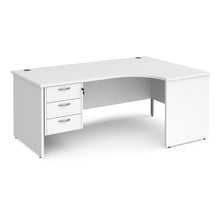 Load image into Gallery viewer, Maestro 25 right hand ergonomic desk with 3 drawer pedestal and panel end leg