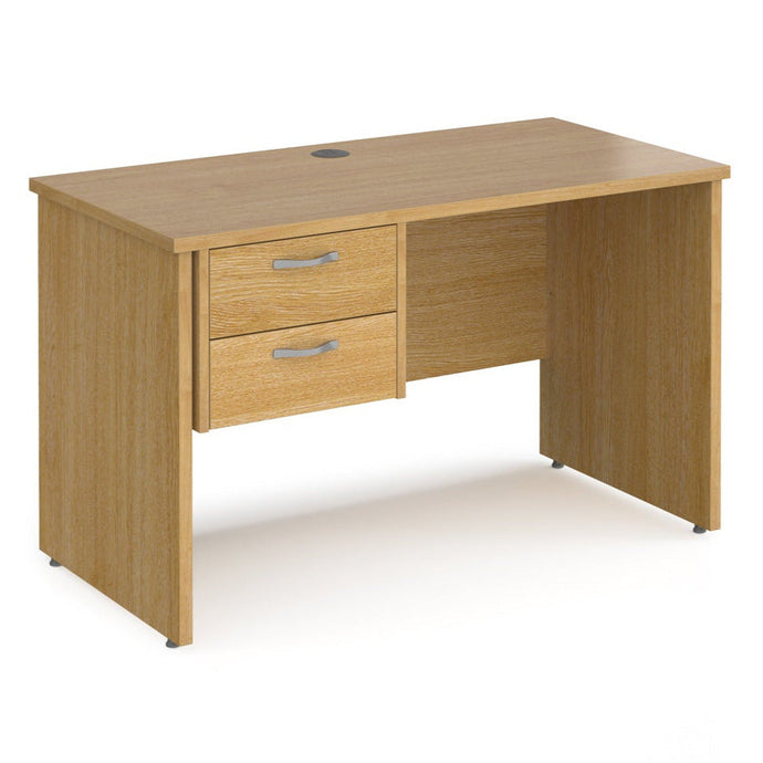 Maestro 25 straight desk 600mm deep with 2 drawer pedestal and panel end leg