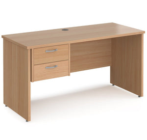 Maestro 25 straight desk 600mm deep with 2 drawer pedestal and panel end leg