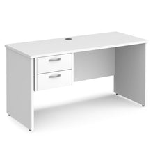 Load image into Gallery viewer, Maestro 25 straight desk 600mm deep with 2 drawer pedestal and panel end leg