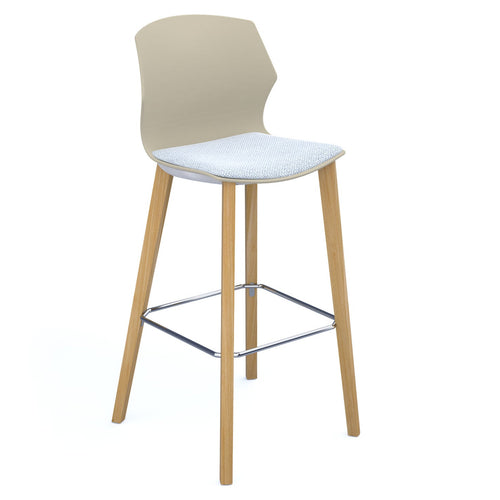 Roscoe high stool with seat pad and natural oak legs - Sandy Beech Back