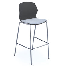 Load image into Gallery viewer, Roscoe high stool with seat pad and chrome legs  - Charcoal Grey Back