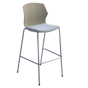 Roscoe high stool with seat pad and chrome legs - Sandy Beech Back