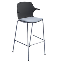 Load image into Gallery viewer, Roscoe high stool with seat pad and chrome legs  - Charcoal Grey Back