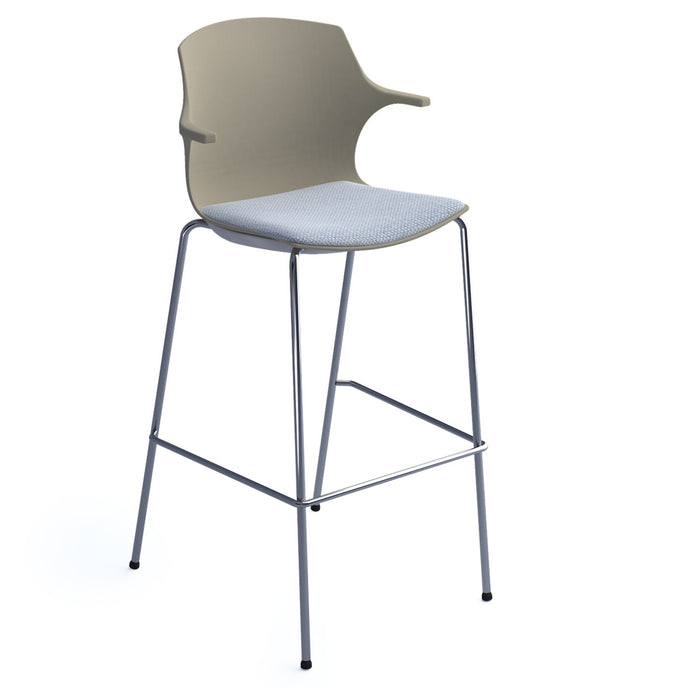 Roscoe high stool with seat pad and chrome legs - Sandy Beech Back